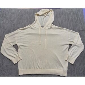 Luxury Cashmere Blend women's cream pullover hoodie sweater XXL drawstrings